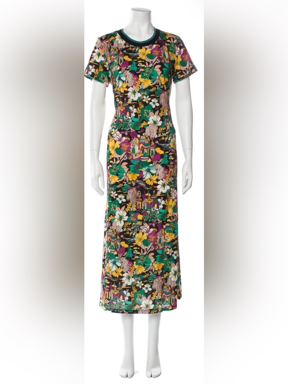 LA DoubleJ Floral Maxi Skirt in Black, Green, Yellow & Purple